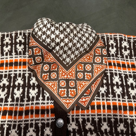 Brown Orange Cream Glentex Acetate MCM Scarf - Picture 10 of 15